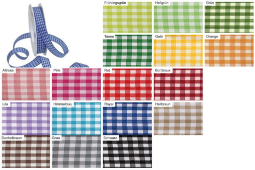 Ba145 Vichy Karoband S4y Mit Z1 Top-Seller Vichy-Band 15 mm - 20 m Rolle