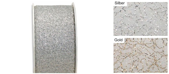 Schönes Band mit tollem Effekt. Ba261 S4y Mit Z1 Spitzen-Bänder Glitzertüll-Band - 40 mm - 20 m-Rolle