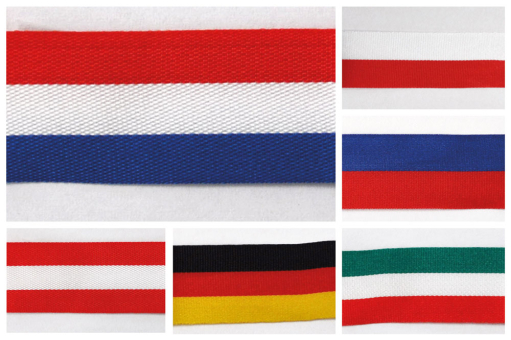 Verschiedene Flaggen-Bänder zum Verzieren und mehr  Ba292 Farbtafel Nationalband S4y Borten/Bänder Zier-Band - Nationalflagge - 16 mm - 25 m- RolleFarbtafel für das Zier-Band Nationalflagge