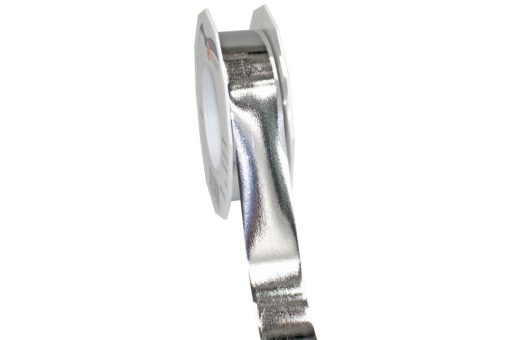 Metallisch glänzendes Band, ideal für festliche Anlässe Ba309911 Metallicband 25 Mm Silber(1) Gold- / Silberbänder Metallicband - 25 mm -  25 m-Rolle - Silbermetallicband 25 mm breit in silber