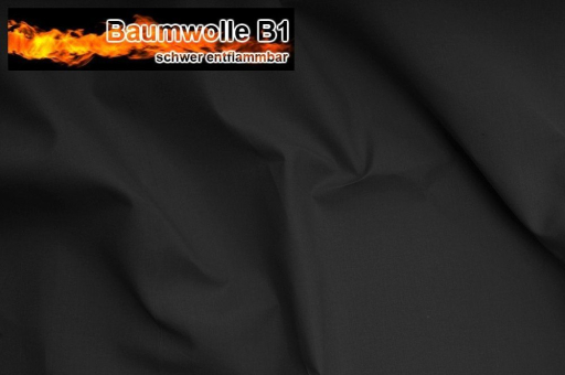 Baumwolleb1 Schwarz S4 1000 Z1 B1 schwer entflammbar Stücke Baumwoll Stoff 130 cm - schwer entflammbar B1 - Schwarz - 1,0 Meter