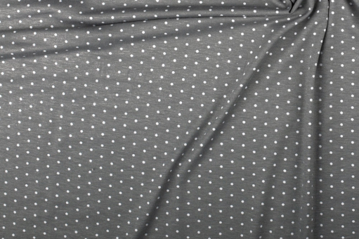 Hochwertige Stoffqualität mit hübschem Tupfen-Design - auch für Heimtextilien geeignet  Bk6721970 Jersey Small Dots Grau S4y(1) bedr. Bekl. Stoffe Baumwoll-Jersey - Small Dots - GrauWeiße Punkte auf grauem Jersey-Stoff