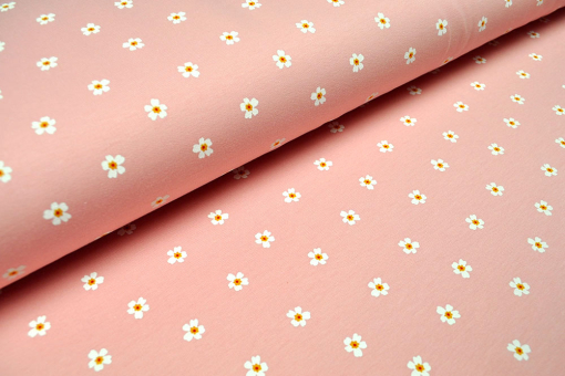 Toller French Terry in super Qualität mit dezentem Muster - ideal für Bekleidung und mehr! Bk7112  French Terry Blueten Rosa S4 Sale French Terry - Blümchenwiese - RosaGeblümter French Terry in Rosa