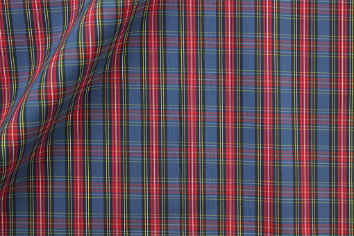 Leicht stretchiger Baumwollmix mit durchgewebtem Karomuster - schottisches Flair für Ihre DIY-Kreationen! Bk7535 Tartan Karo Blau Karo / Schottenkaro Tartan Stretch - MacGregorBekleidungsstoff mit Karomuster