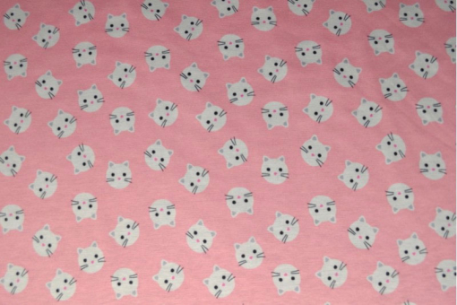 Miau Miau! Fahren Sie Ihre Krallen aus und schnappen Sie sich diesen katztastischen Alpenfleece Bk7597 Alpenfleece Katzen Rosa Fleecestoffe Alpenfleece - Kätzchen - RosaRosa Alpenfleece mit weißen Katzen-Köpfen