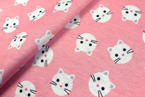 Miau Miau! Fahren Sie Ihre Krallen aus und schnappen Sie sich diesen katztastischen Alpenfleece Bk7597210 Alpenfleece Katzen S4 Fleece Alpenfleece - Kätzchen - RosaRosa Alpenfleece mit weißen Katzen-Köpfen
