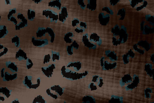 Dunkles Leo-Design auf luftigem Musselin - Trend-Stoff mit Trend-Design! Bk7610 Musselin Dunkler Leo Musselin Stoffe Musselin - Dark LeoWeicher Musselinstoff mit Leoparden-Optik