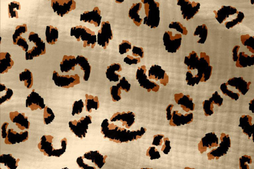 Klassisches Leo-Design auf luftigem Musselin - Trend-Stoff mit Trend-Design! Bk7610 Musselin Leo Kinderstoffe Musselin - Classic LeoWeicher Musselin in Creme mit Leoparden-Muster