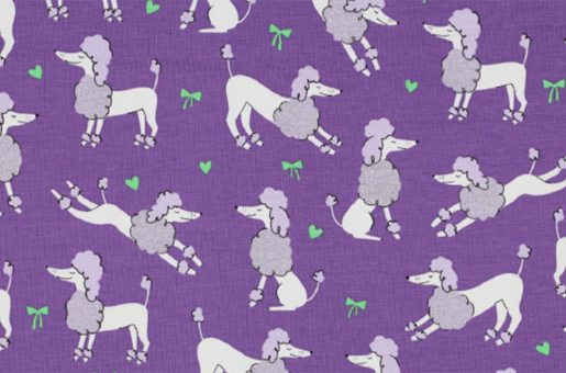 Kuschelvergnügen mit Glitzereffekt – Style trifft Komfort! Bk7640 Jersey Stoff Lila Poodle(1) Kinderstoffe Jersey - Glitter PoodleJersey mit Pudeln
