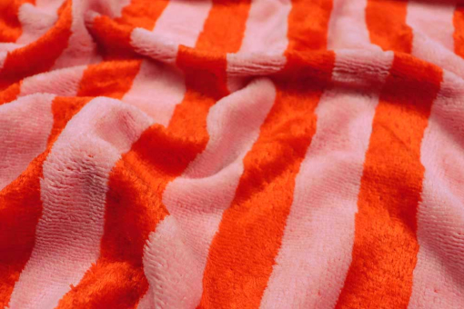 Herrlich weicher Frottee mit Bambus- und Baumwollanteil - klassisch gestreift und pflegeleicht! Bk7789130 Bambus Frottee Streifen Orange Rosa Frotteestoffe Bambus-Frottee - MandarineFrotteestoff mit Streifen
