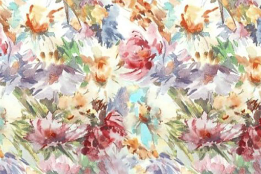 Aquarell-Design in herrlich sommerlichen Farben auf geschmeidiger Viskose Bk7966 Viskosestoff Aquarell Viskose Viskosestoff - MonetiaViskosestoff mit Aquarellmotiv