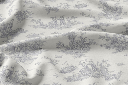 Pure Nostalgie auf geschmeidiger Viskose - ein Traum für elegante Blusen, Kleider, Schals und mehr Bk7982 Viskosestoff Toile De Jouy Viskose Viskosestoff - Toile de JouyViskosestoff mit Toile de Jouy Muster