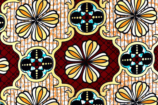 Ethno-Klassiker mit glänzenden Motivelementen - reine Naturfaser für hohen Wohlfühlfaktor! Bk8004 African Waxprint Gelb Afrika Wickelstoffe African Waxprint - Baumwolle - DokaAfrican-Waxprint-Stoff