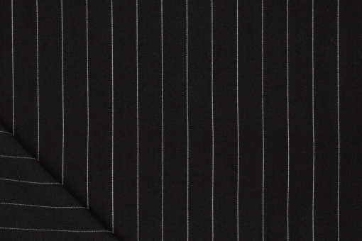 Bekleidungsstoff mit klassischen Nadelstreifen und Stretch-Anteil Bk8015 Nadelstreifen Stoff Schwarz Rueckseite Blusenstoffe Bekleidungsstoff Nadelstreifen - SchwarzBekleidungsstoff mit Nadelstreifen