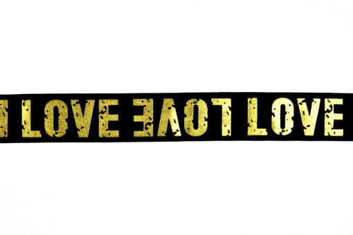 Breites Gummiband mit hübschem Aufdruck  Bm1124150 Gummiband Love Gold(2) Gummiband Gummiband - LOVE - 40 mm - GoldGummiband LOVE - 4 cm - Gold