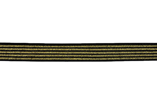 Hübsches Gummiband mit eingewebten Glitzerfäden in Gold  Bm1126150 Gummiband Mit Lurex Gold(1) Gummiband Gummiband - Glitzer - 25 mm - GoldGummiband mit glitzernden Streifen in Gold