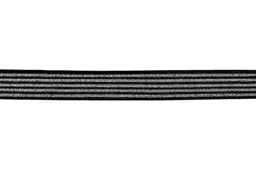 Hübsches Gummiband mit eingewebten Glitzerfäden in Silber Bm1126910 Gummiband Mit Lurex Silber(1) Gummiband Gummiband - Glitzer - 25 mm - SilberGummiband mit glitzernden Streifen in Silber