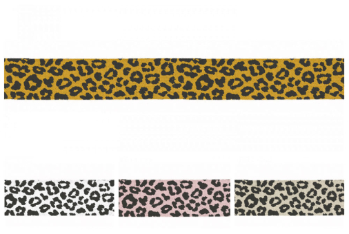 Dehnbares Schrägband mit attraktivem Leo-Print  Bm1129 Leo Schraegband Einfassband Leo - Elastik-Schrägband - 20 mm - 3 MeterFarbtafel für Leo - Elastik-Schrägband - 20 mm - 3 Meter