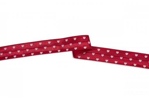 Hübsches Einfassband mit weißen Herzen  Bm1135250 Einfassband Herzen Rot(1) Einfassband Elastik-Einfassband - Herzchen Rot Farbtafel für das Einfassband mit Herzchen-Muster