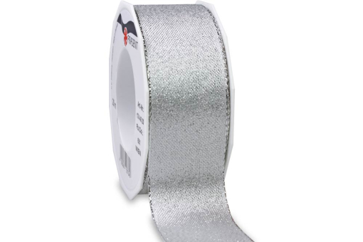 Glitzerndes Band in Silber - 40 mm breit  Bm1170002 Glitzerband Silber Gold- / Silberbänder Glitzerband - Meterware - SilberGlitzerband in Silber