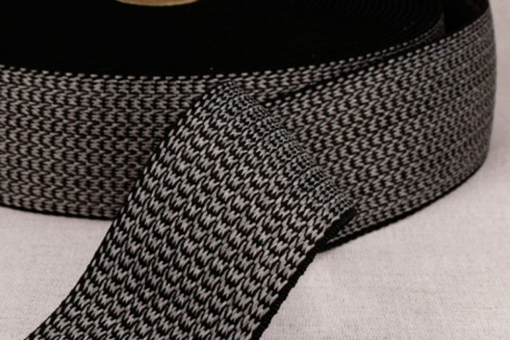 Elastisches, strapazierfähiges Band in Melange-Optik für Outdoor-Möbel Bm1191 Polster Gurtband Schwarz Gummiband Gummiband für Outdoor-Möbel - elastisch - SchwarzSchwarzes Gurtband