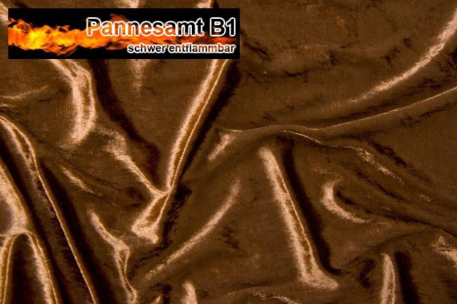 Braun Panneb1 Z1 Reststücke reduziert Pannesamt B1 - schwer entflammbar - Braun - 1,0 Meter