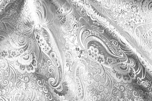 Edel glänzender Brokat für Kreationen im orientalischen Design Brokat Paisley Silber Jacquardstoffe Brokat Maharadscha - Weiß/SilberSilberner Brokat