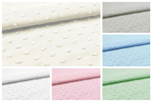Eingewebte Stoffknötchen werten bei diesem leichten Gewebe in zarten Farben nicht nur die Haptik, sondern auch die Optik auf Co6207 Baumwollstoff Dotty S4y Baumwolle sonstige Dotty - BaumwollstoffDotty Baumwollstoff in verschiedenen Pastelltönen