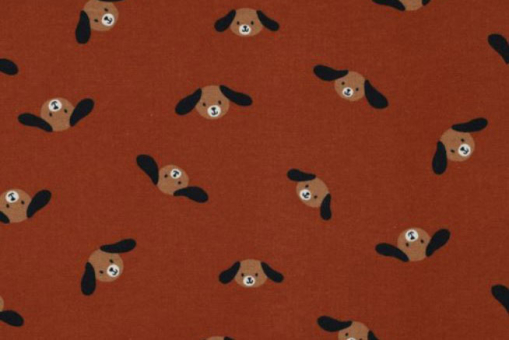 Hundeparty auf reiner Baumwolle - qualitativ absolut hochwertig und zum Dahinschmelzen niedlich! Co6649 Flanell Hunde Terra Baumwolle Kinder Baumwollflanell - Dogs on itBaumwollflanell in terra mit Hunde-Motiv