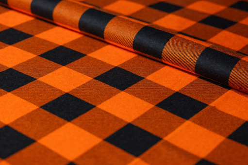 Weicher Baumwoll-Flanell mit klassischem Karo – perfekt für Hemden, Pyjamas, Decken & Deko.
 Co6936 01 Karo Baumwollflanell - OrangeBaumwollflanell in Orange