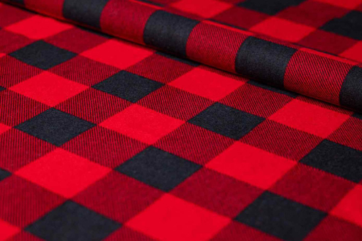 Weicher Baumwoll-Flanell mit klassischem Karo – perfekt für Hemden, Pyjamas, Decken & Deko.
 Co6936255 Flanell Rot Schwarz Karo Karo / Schottenkaro Baumwollflanell - Rot & SchwarzFlanell mit Karos