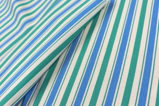 Bunt gestreifte Ware aus reiner Baumwolle in sommerlich-frischen Farben! Co6967540 Baumwollstoff Streifen Gruen Blau S4 Baumwolle Streifen Baumwollstoff - Streifen - Blau/GrünBaumwollstoff mit Streifen