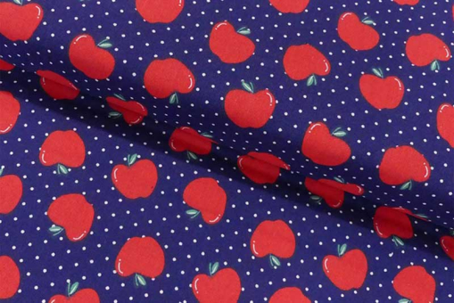Fruchtiger Stoff aus reiner Baumwolle zum Patchworken, Basteln und mehr Co6985 Baumwollstoff Aepfel Patchworkstoffe Meterware Baumwollstoff - Apfel-Tupfen - 110 cmBaumwollstoff mit Apfel-Motiv