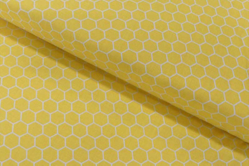Da freuen sich nicht nur Bienen! Schöner Stoff aus reiner Baumwolle zum Patchworken, Basteln und mehr Co6987 Baumwollstoff Waben Patchworkstoffe Meterware Baumwollstoff - Honigwaben - 110 cmBaumwollstoff mit Honig-Motiv
