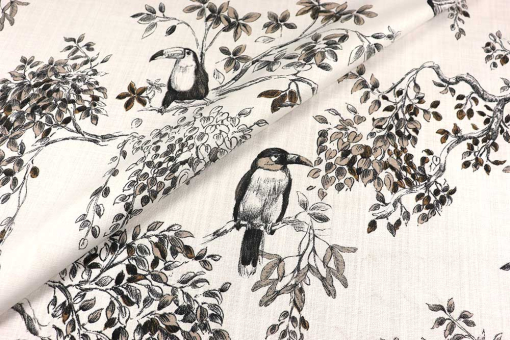 Hochwertiger Panama mit stilvollem Tropenvogel-Motiv - eine Expedition in neue Gefilde! Co7015 Baumwoll Dekostoff Tropische Voegel S4 Baumwolle Tiere Baumwoll-Dekostoff - Tropic BirdsDekostoff mit Vogel-Motiv