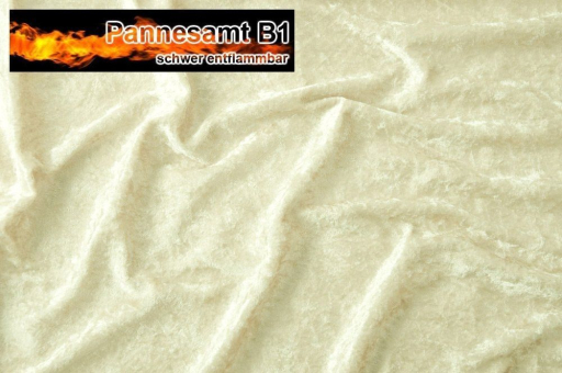 Creme Panneb1 Z1 Reststücke reduziert Pannesamt B1 - schwer entflammbar - Creme - 2,0 Meter