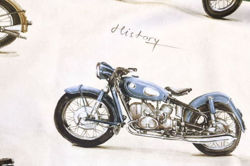 Satinierte Baumwolle mit digitalem Motorbike-Print! Dekostoff Motorrad Dekostoffe Retro Baumwollsatin deluxe - Motorräder