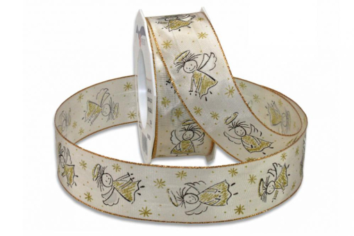 Band mit schönen Engel-Motiven. Drahtkantenband Engel Ba263 Z1 Weihnachten Drahtkantenband - Engel - 40 mm - 20 m-Rolle