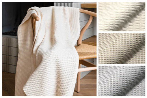 Beliebtes Piqué-Gewebe in der typischen Würfeloptik für Heimtextilien aller Art Ds2411 Farbtafel Waffel Pique Xxl (5) Dekostoffe Uni Waffelpiqué XXL - Supersoft - UniFarbtafel für den Waffelpique XXL