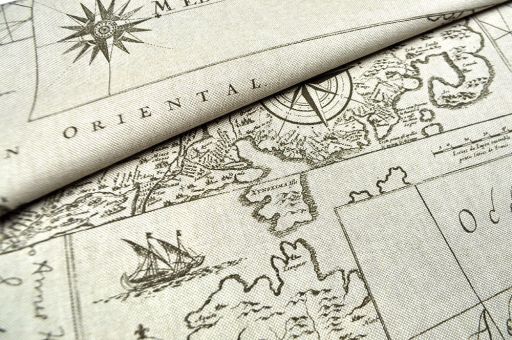 Rustikaler Dekostoff mit passend nostalgischem Motiv - zaubern Sie damit eine tolle Retrostimmung! Ds2453 Dekostoff Leinenoptik Weltkarte Vintage S4 Klassiker Dekostoff Leinenoptik - Vintage MapDekostoff mit Weltkarten-Motiv