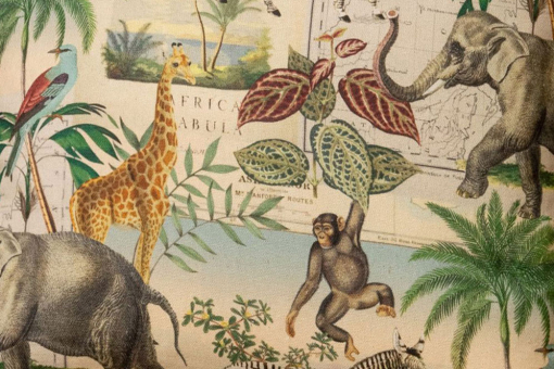 Ein wilder Dekostoff: Exotisches Tiermotiv auf einem pflegeleichtem Mischgewebe Ds3248 Dekostoff Dschungel   (1) Tiere Dekostoff - Dschungel-Tiere - 280 cmTiere auf überbreitem Dekostoff