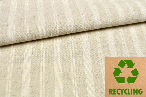 Praktische Überbreite, herrlich natürlicher Look, zeitloses Streifenmuster und ein toller Materialmix aus recycelter Baumwolle und Leinen! Ds3255 Dekostoff Recycling Ueberbreit Streifen S4 Recycling-Stoffe Recycling-Dekostoff Leinenanteil - Streifen - 280 cmRecyclingstoff mit Streifenmuster in Naturfarben