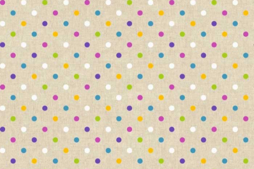 Bunt getupfter Dekostoff in praktischer Überbreite für farbenfrohe Deko-Ideen Ds33 Dekostoff Ueberbreit Punkte Dekostoffe Punkte Dekostoff - Bunte Punkte - Natur - 280 cmDekostoff mit bunten Punkten