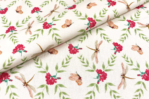 Filigranes Design im farbintensiven Digitaldruck - überbreite Meterware für großflächige Deko-Ideen! Ds3373 Dekostoff Libelle S4 in der Luft Dekostoff - Libellen-Sommer - 280 cmDekostoff mit Libellen