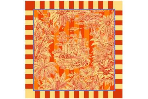 45 x 45 cm großes Panel mit digital gedrucktem Motiv, das orientalisches Ambiente zaubert Ds4100 Panel Samt Toile Rot Samt Premium-Samt - Panel - Mayani Toile RedPanelstoff mit Toile-Design