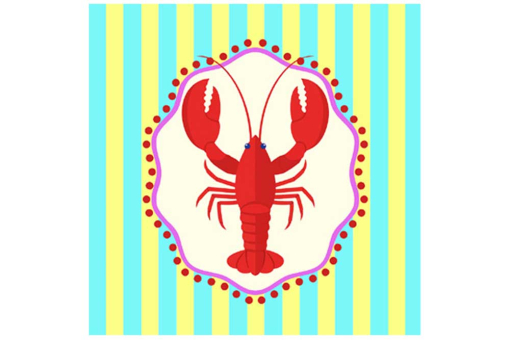45 x 45 cm großes Panel mit digital gedrucktem Motiv, das den Sommer in jeden Raum trägt! Ds4102 Panel Samt Hummer Samt Premium-Samt - Panel - HummerPanelstoff mit Hummer-Motiv