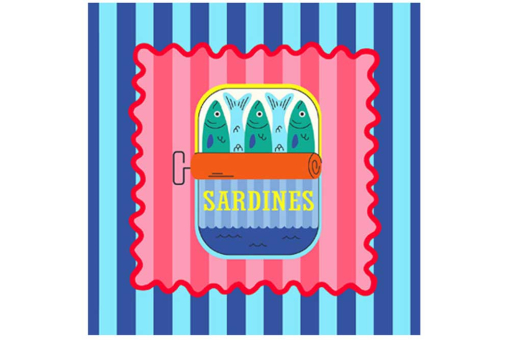 45 x 45 cm großes Panel mit digital gedrucktem Motiv, das den Sommer in jeden Raum trägt! Ds4102 Panel Samt Sardinen Samt Premium-Samt - Panel - SardinenPanelstoff mit Sardinen-Motiv