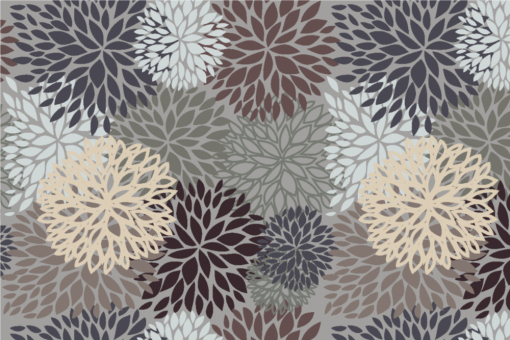 DER Top-Seller unter den bedruckten Motiv-Verdunkelungsstoffen. Ein großes, stylishes Blumenmuster in dezenten Braun/Beige-Tönen. Ds5195 Blackout Rosetten(1) Top-Seller Blackout-Stoff - Rosetten