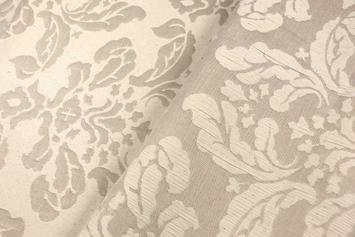 Schön gemusterter Jacquard, ideal für Dekorationen und vieles mehr. Ds5297 Jacquard Stoff Ornament S4 Dekostoffe Barock Jacquard Stoff - Louis Philippe - HellbeigeJAcquardstoff mit Ornamenten