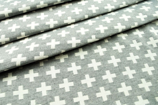 Schön gemusterter Dekostoff für interessante Deko Ds5729911 Jacquard Kreuze Grau1 Dekostoffe Jacquard Dekostoff Jacquard - zweiseitig - Kreuze - Grau/Weiß